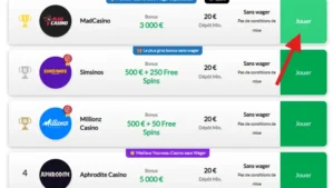 choisir un bonus sans wager