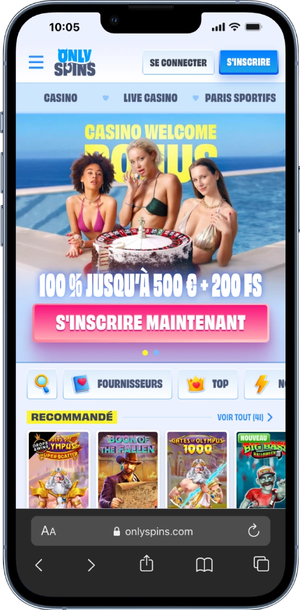 onlyspins sur mobile