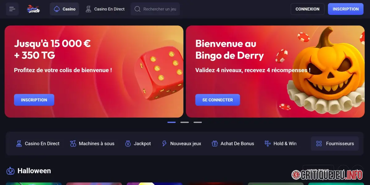 page d'accueil SpinAura