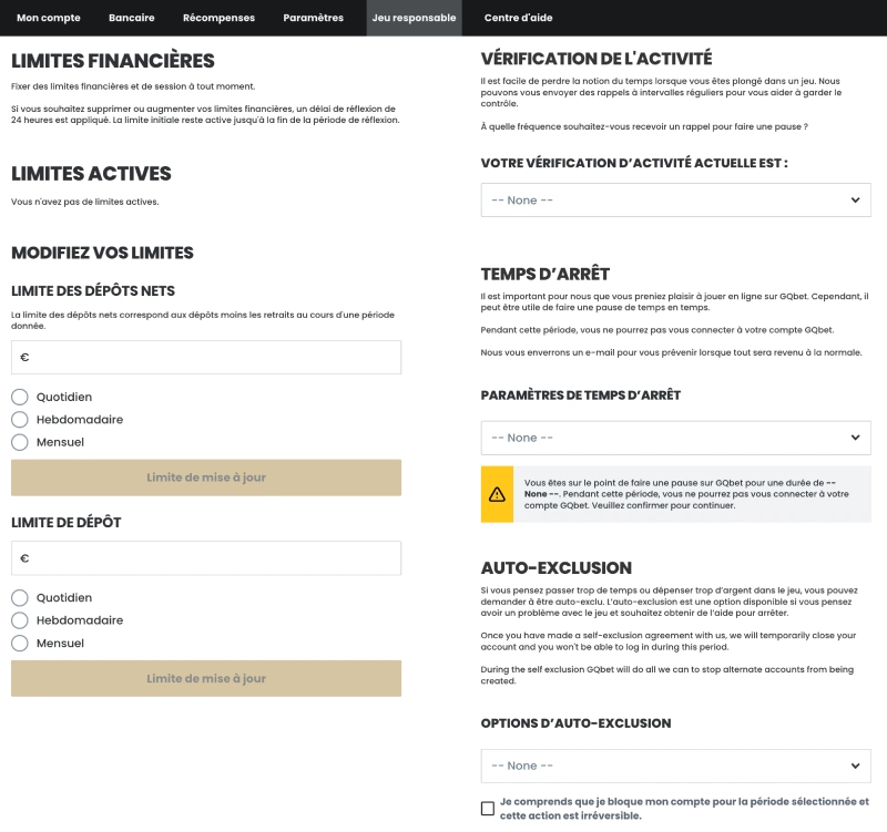 capture decran section jeu responsable gqbet