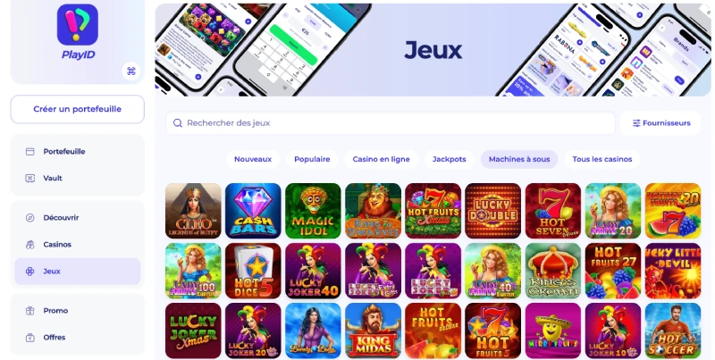 Capture d'écran des machines à sous sur PlayID