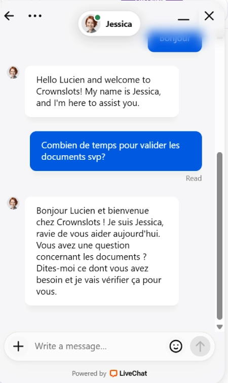 capture decran service client crownslots