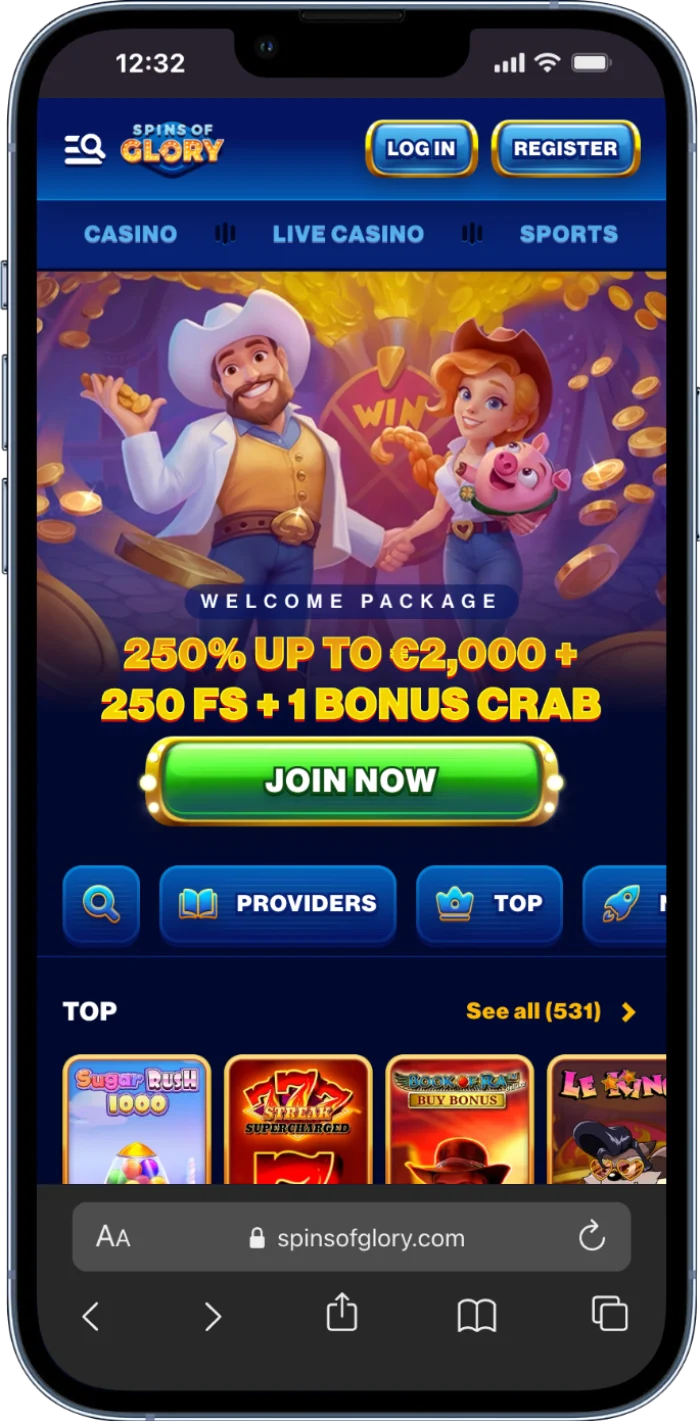 version mobile spins of glory