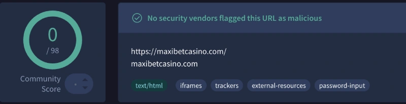 capture decran analyse de securite maxibet