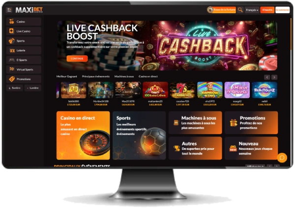 capture decran interface maxibet casino