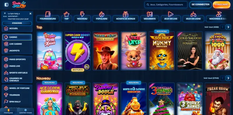 capture decran jeux de casino dudespin