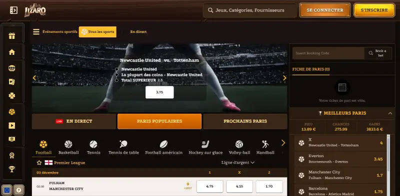 capture decran paris sportifs lizaro