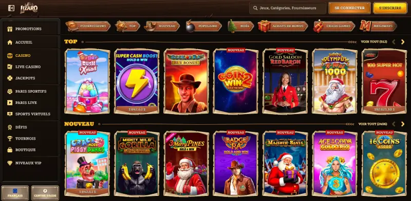 capture decran slots lizaro