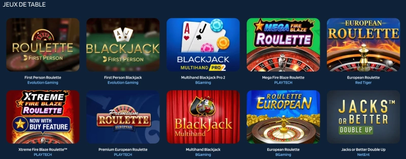jeux de table sur jaabet