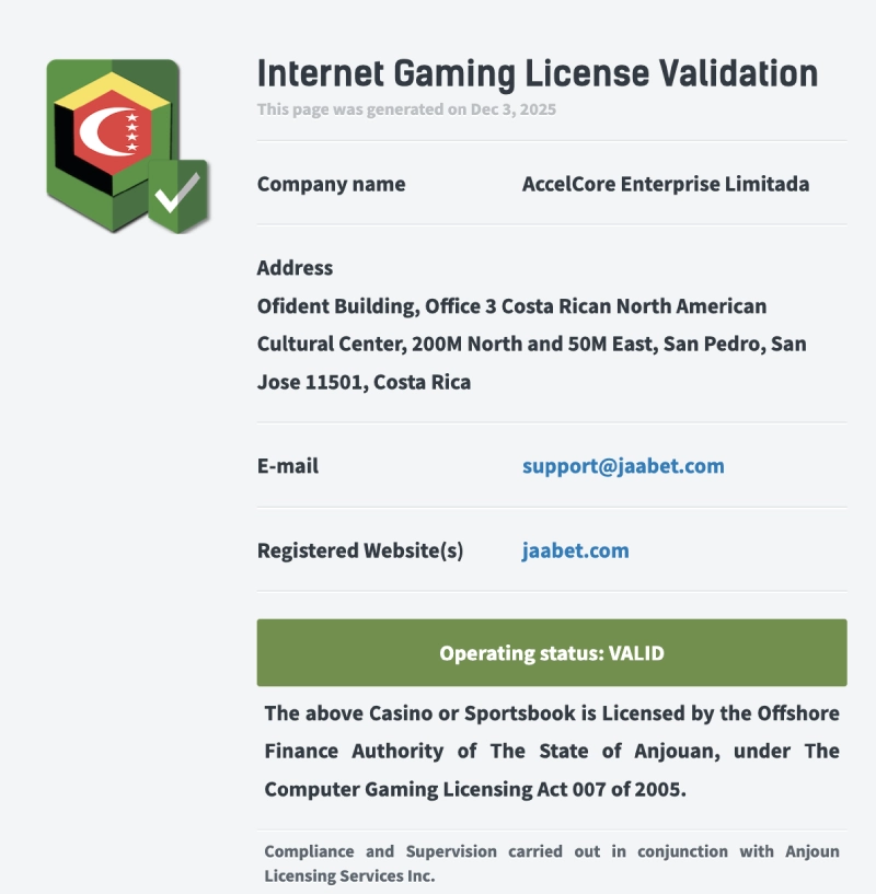 licence jaabet