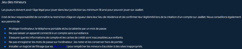 politique de jeu responsable de jaabet