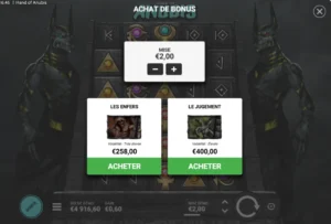 Achat de bonus sur Hand of Anubis