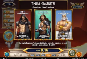 Bonus free spins sur Rise of Olympus