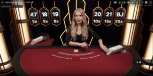 Distribution des cartes sur Lightning Blackjack