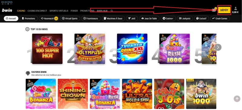 capture decran depot etape 1 bwin casino belgique