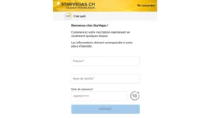 capture decran inscription etape 2 starvegas casino