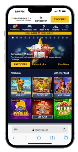 capture decran interface mobile starvegas casino