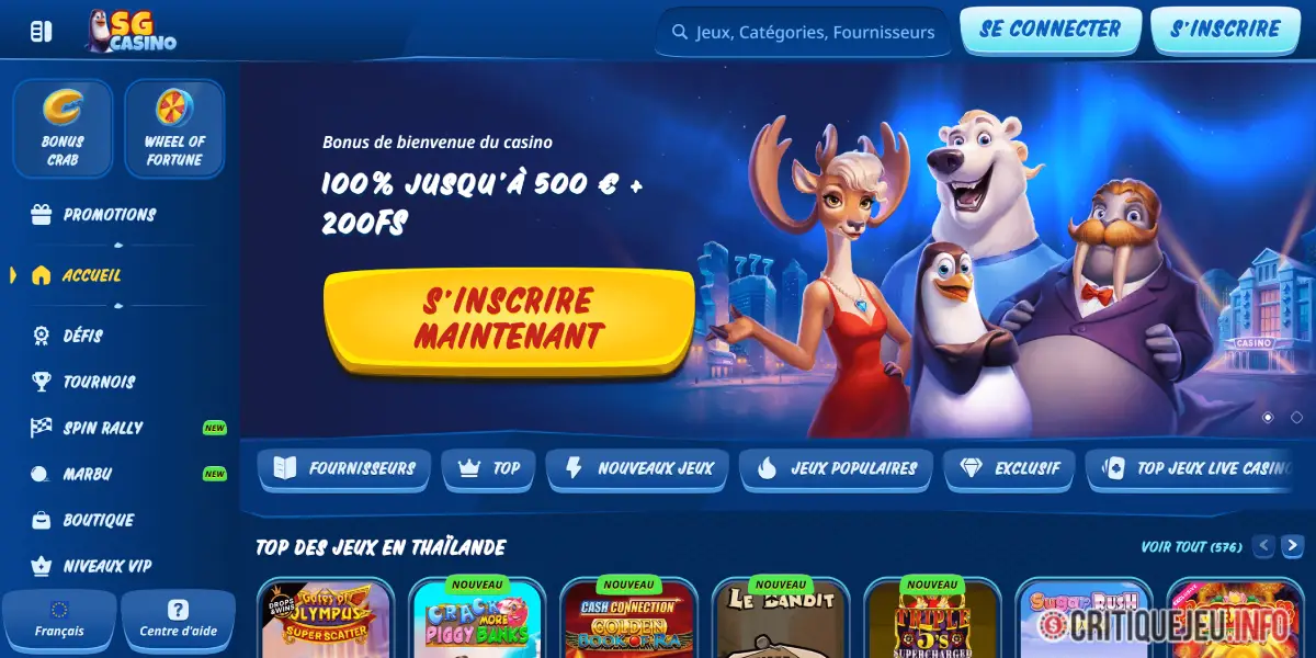 page d accueil sg casino