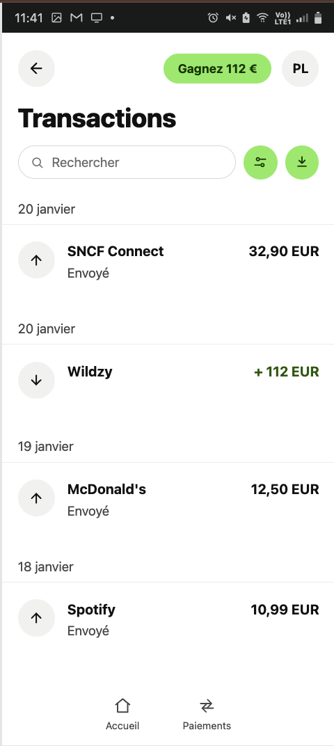preuve de retrait sur wildzy