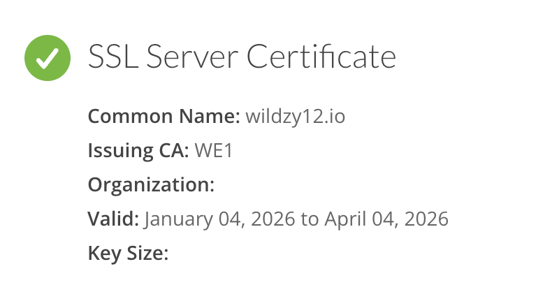 wildzy ssl server certificate