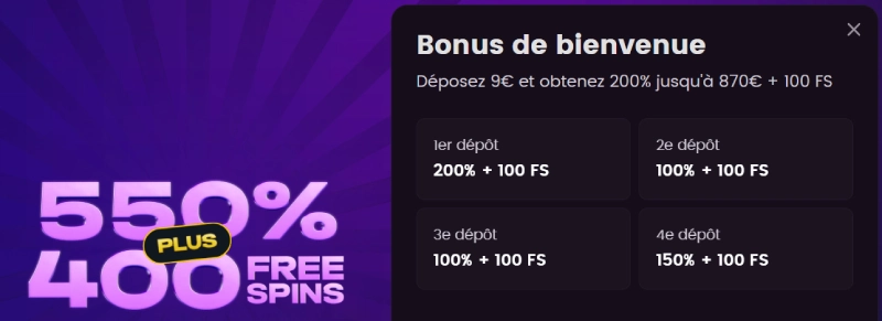 capture decran bonus de bienvenue iwild