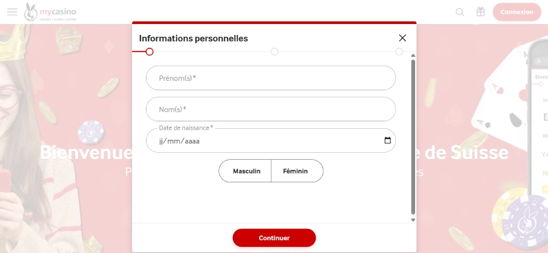 capture decran formulaire inscription mycasino ch