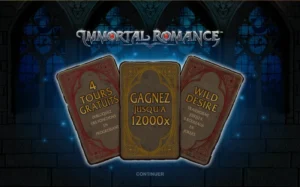Ecran d'accueil de Immortal Romance