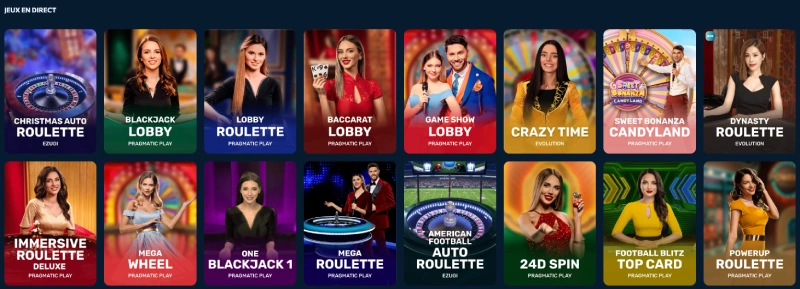 capture decran jeux de casino live revery play