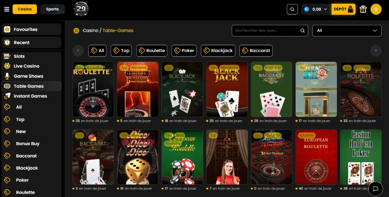 capture decran jeux de table 29black