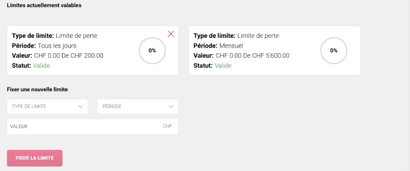 capture decran limites de jeu casino suisse