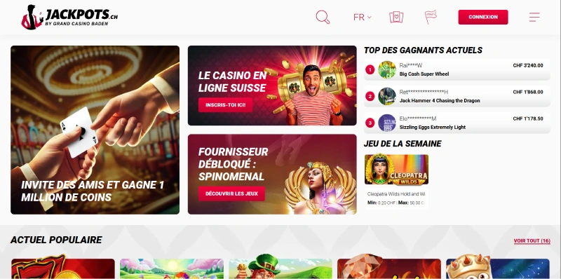 capture decran page accueil casino jackpots ch