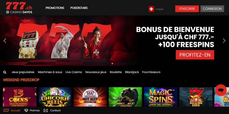 capture decran page accueil casino777 ch