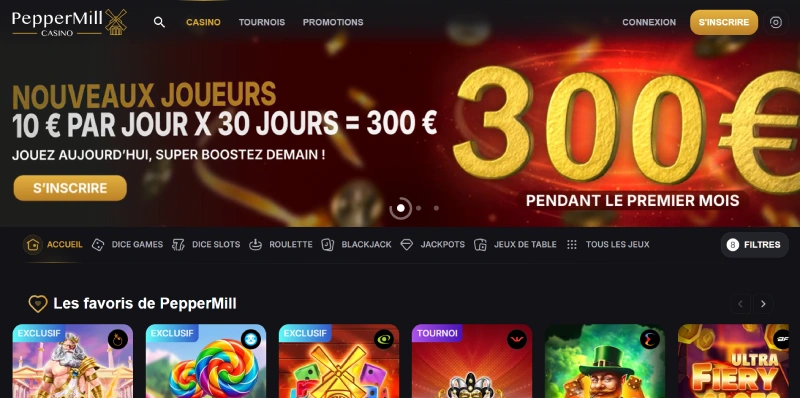 capture decran page accueil peppermill casino