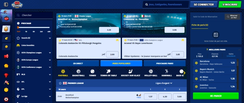 capture decran paris sportifs Big Clash