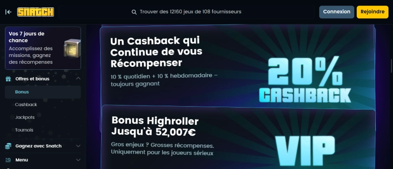 capture decran promotions snatch casino