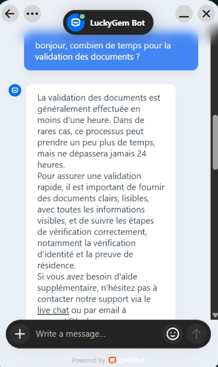 capture decran service client luckygem