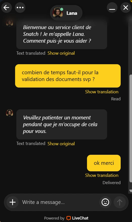 capture decran service client snatch casino