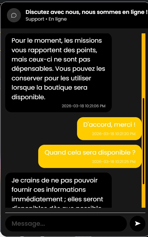 echange avec le service client de 29black sur le programme fidelite