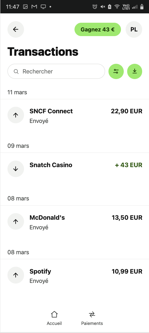 preuve de retrait sur snatch casino