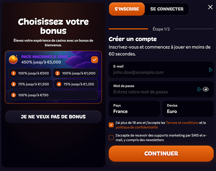 activation du bonus sur aphrodite casino