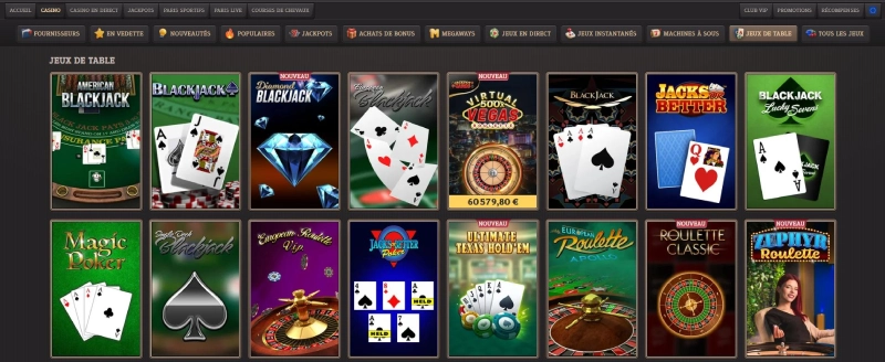 jeux de tables sur spinboss