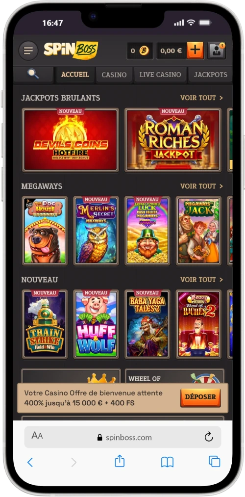 spinboss sur mobile