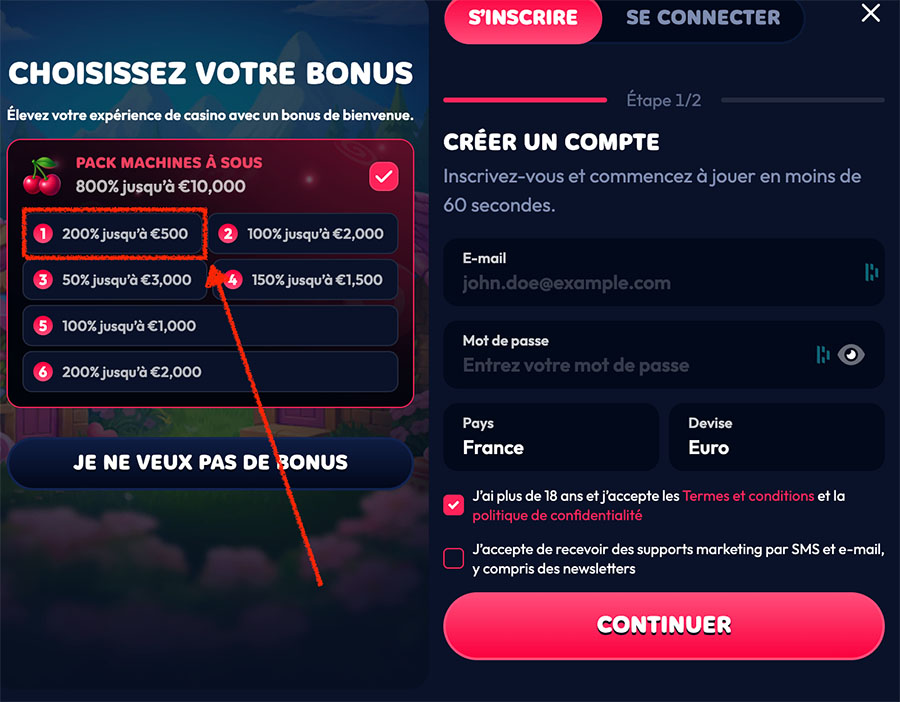 Casinos en ligne avec bonus 200% en 2026