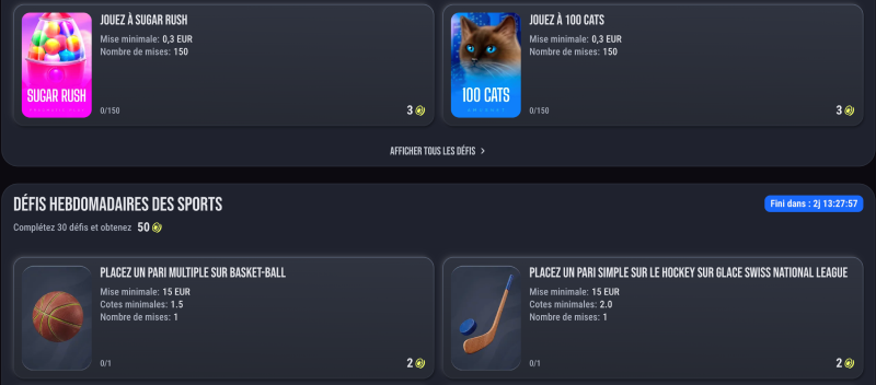 défis sur slim king casino