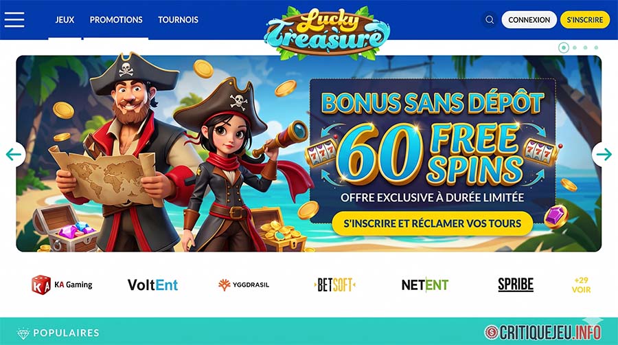 bonus sans depot sur casino inclave lucky treasure