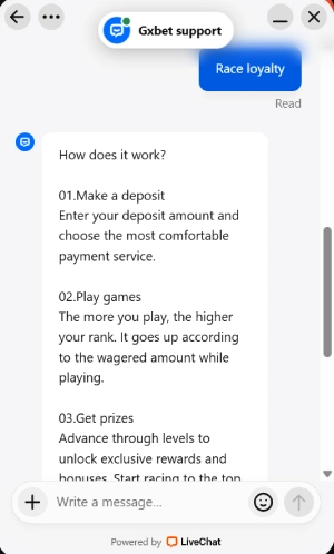 capture decran service client gxbet