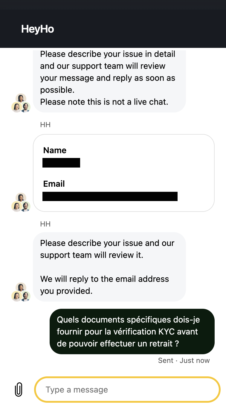 support client heyho casino