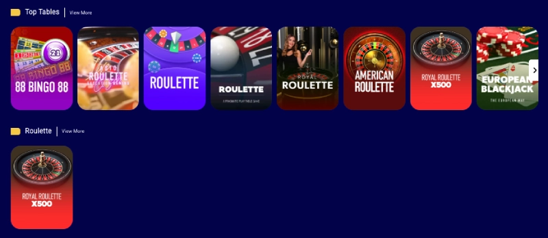 jeux de table sur yuki casino