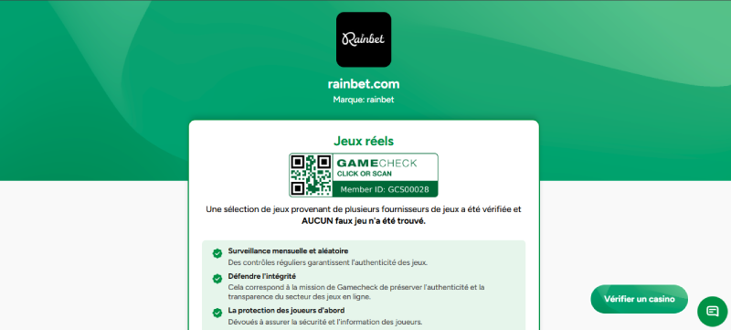 sécurité et fiabilité de rainbet casino
