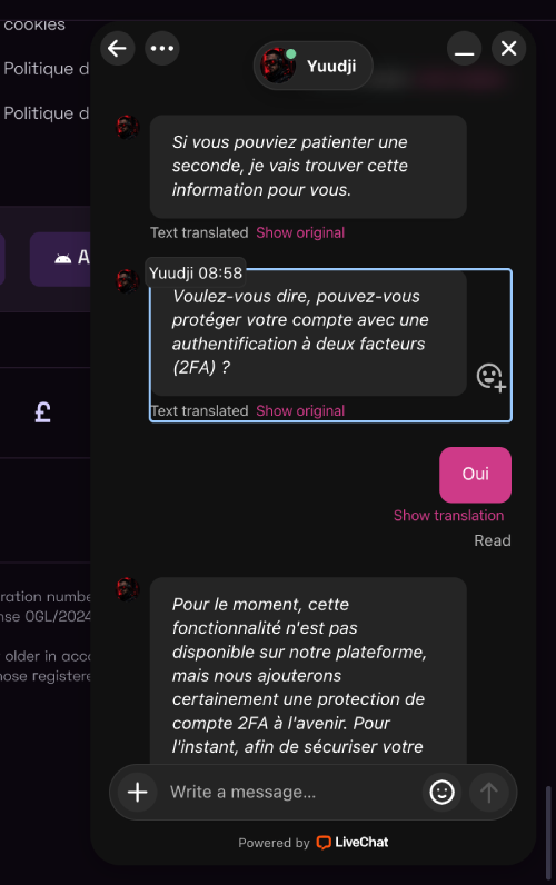 assistance client lussurio casino